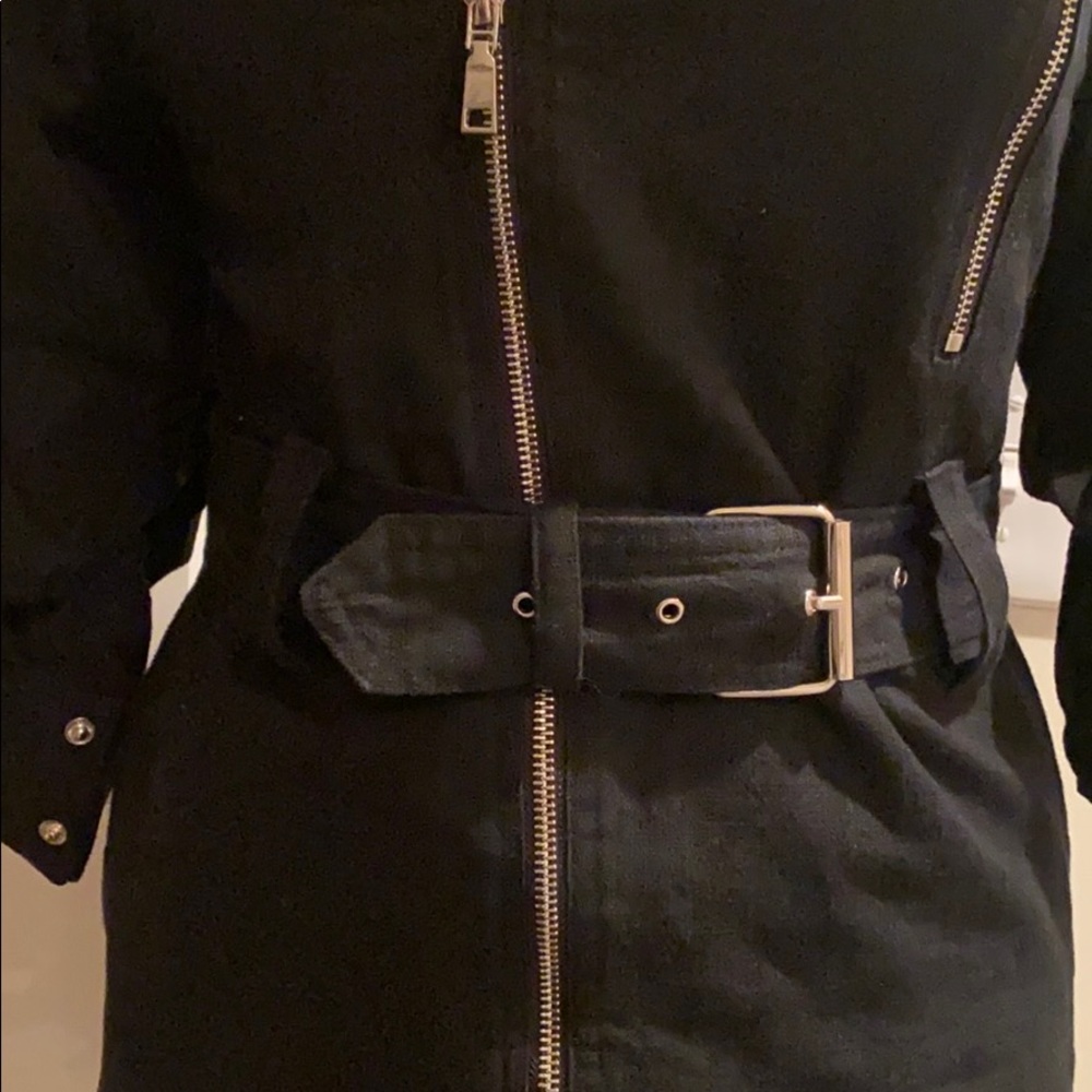 Belted black mini dress - Picture 2 of 3